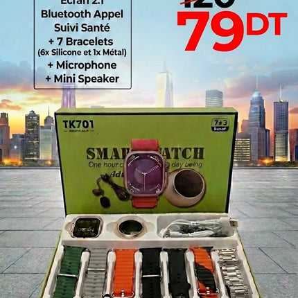 Coffret Montre Connectée TK701 Ultra 2 + Mini Speaker + Microphone